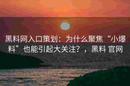 黑料网入口策划：为什么聚焦“小爆料”也能引起大关注？，黑料 官网