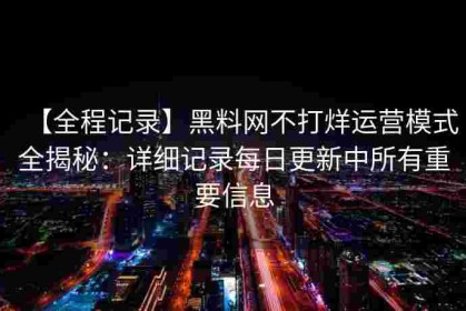 【全程记录】黑料网不打烊运营模式全揭秘：详细记录每日更新中所有重要信息