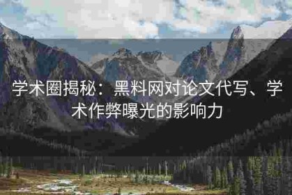 学术圈揭秘：黑料网对论文代写、学术作弊曝光的影响力