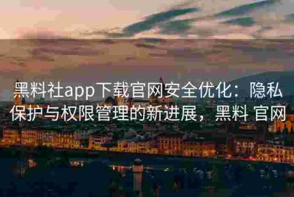黑料社app下载官网安全优化：隐私保护与权限管理的新进展，黑料 官网