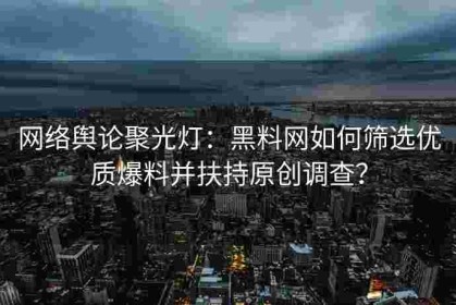网络舆论聚光灯：黑料网如何筛选优质爆料并扶持原创调查？