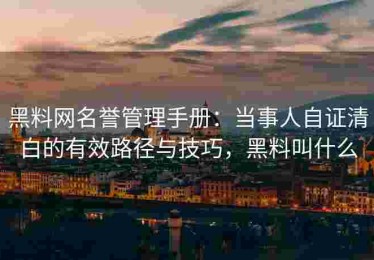 黑料网名誉管理手册：当事人自证清白的有效路径与技巧，黑料叫什么