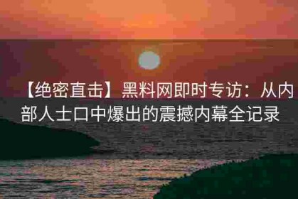 【绝密直击】黑料网即时专访：从内部人士口中爆出的震撼内幕全记录