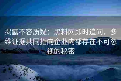 揭露不容质疑：黑料网即时追问，多维证据共同指向企业内部存在不可忽视的秘密