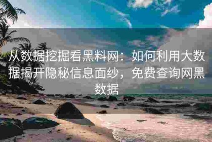 从数据挖掘看黑料网：如何利用大数据揭开隐秘信息面纱，免费查询网黑数据