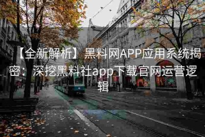【全新解析】黑料网APP应用系统揭密：深挖黑料社app下载官网运营逻辑