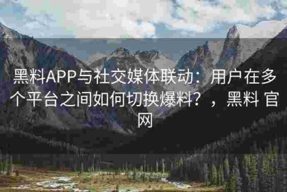 黑料APP与社交媒体联动：用户在多个平台之间如何切换爆料？，黑料 官网