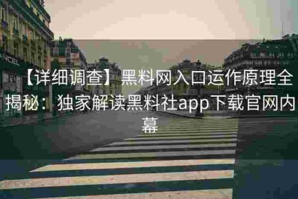 【详细调查】黑料网入口运作原理全揭秘：独家解读黑料社app下载官网内幕