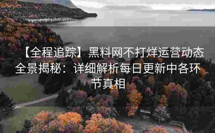 【全程追踪】黑料网不打烊运营动态全景揭秘：详细解析每日更新中各环节真相