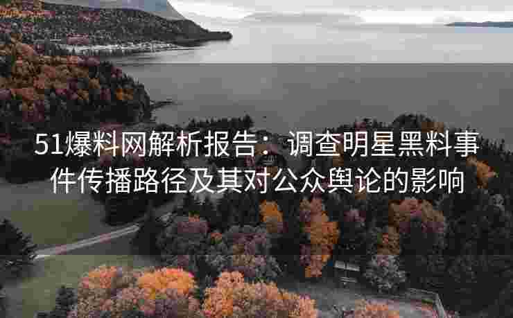 51爆料网解析报告：调查明星黑料事件传播路径及其对公众舆论的影响
