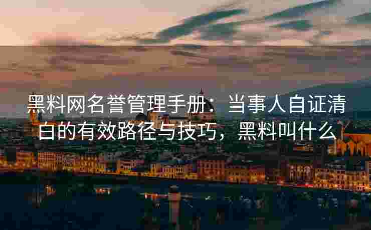 黑料网名誉管理手册：当事人自证清白的有效路径与技巧，黑料叫什么