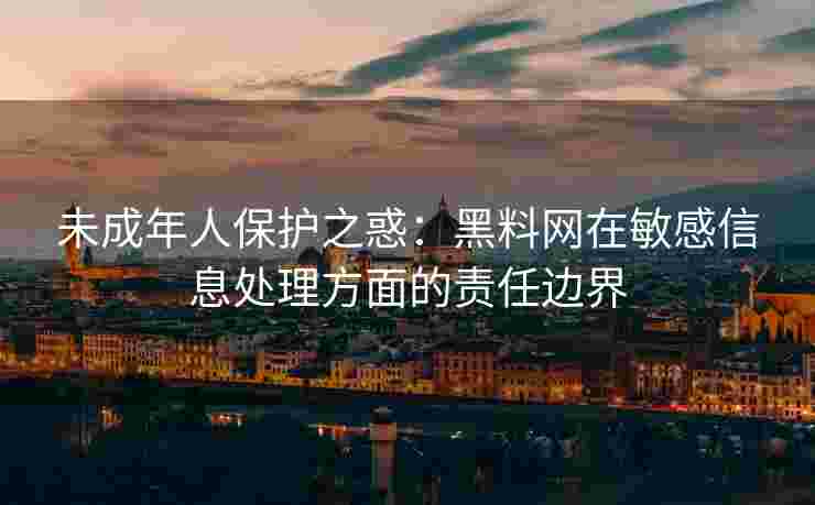 未成年人保护之惑：黑料网在敏感信息处理方面的责任边界