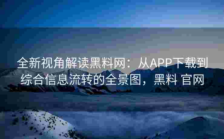 全新视角解读黑料网：从APP下载到综合信息流转的全景图，黑料 官网