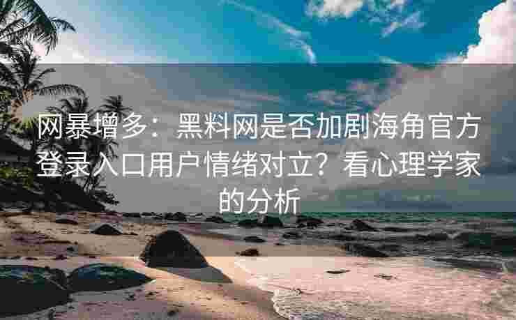 网暴增多：黑料网是否加剧海角官方登录入口用户情绪对立？看心理学家的分析