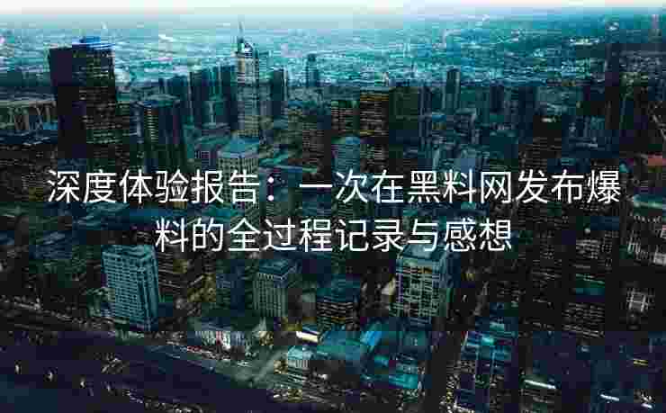 深度体验报告：一次在黑料网发布爆料的全过程记录与感想
