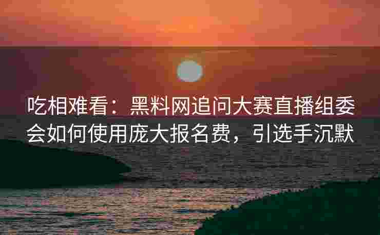 吃相难看：黑料网追问大赛直播组委会如何使用庞大报名费，引选手沉默
