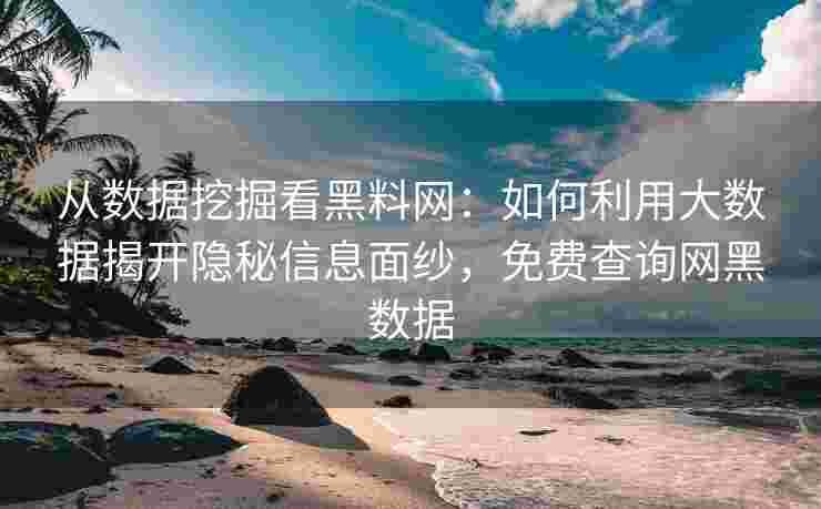 从数据挖掘看黑料网：如何利用大数据揭开隐秘信息面纱，免费查询网黑数据